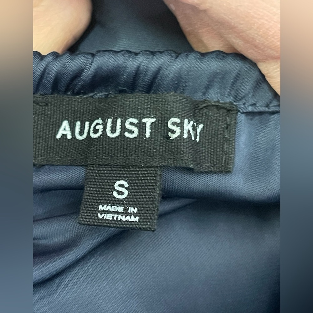 AUGUST SKY dress size small midnight navyβ blue satin maxi dress ππ - Picture 9 of 10